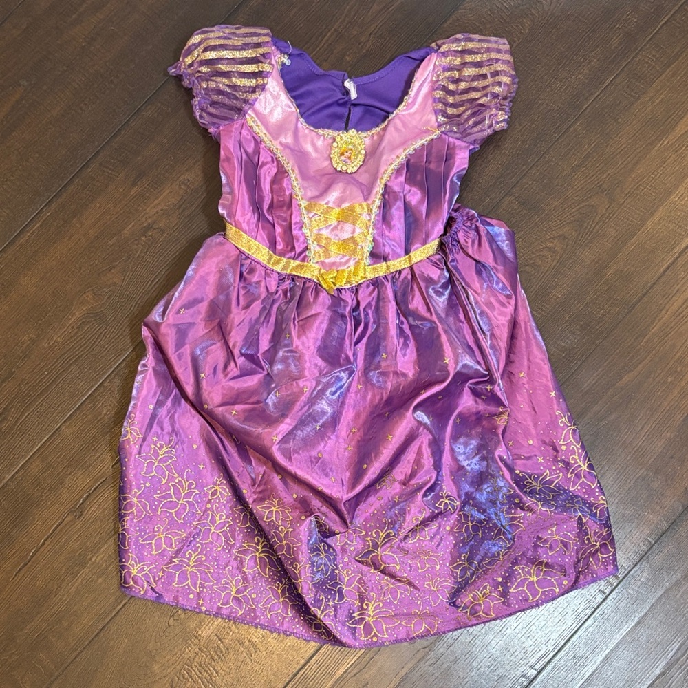 Purple Princess Repunzel Kids Costume Dress with Gold Accents